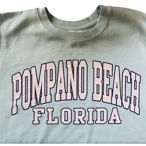 Pompano Beach Florida Crewneck Sweatshirt Women’s Small Light Blue Pacific & Co - Picture 3 of 4
